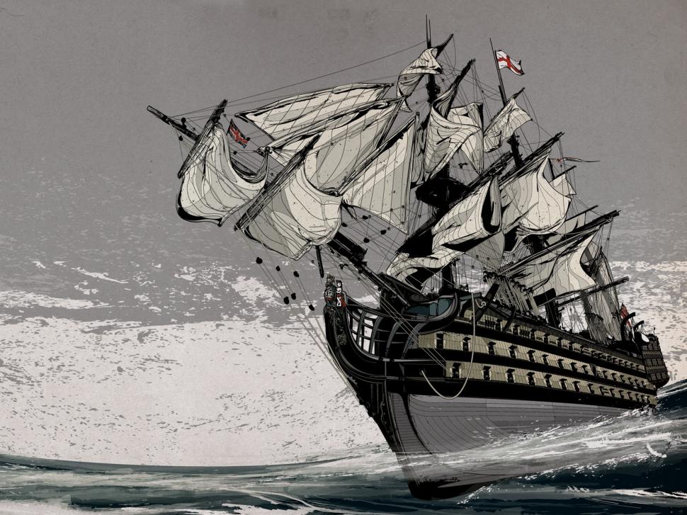 Ship Schooner Sails HD wallpaper | art