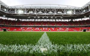 FC Spartak Stadium, football field, lawn, lights wallpaper thumb