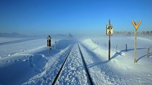 Railroad, winter, signs, landscape wallpaper thumb