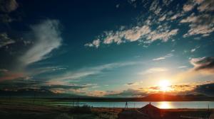 Sunset Landscape Lake Sunlight HD wallpaper thumb
