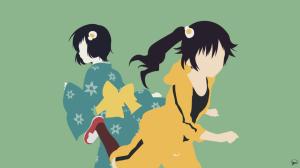 Araragi Karen, Araragi Tsukihi, Vectors, Anime Girls, Run, Anime wallpaper thumb