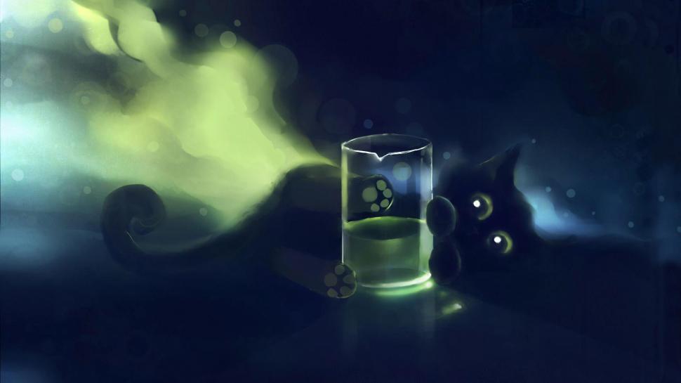 Black cat playing with a glass wallpaper,artistic HD wallpaper,1920x1080 HD wallpaper,glass HD wallpaper,1920x1080 wallpaper
