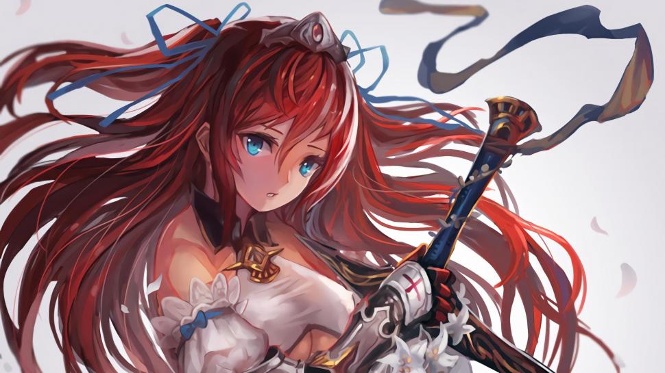Anime Girls, Sword, Redhead wallpaper 