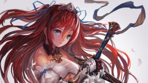 Anime Girls, Sword, Redhead wallpaper thumb