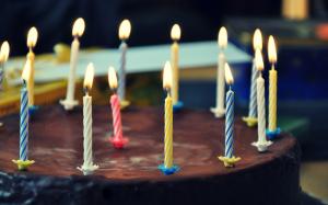 Chocolate cake, sweet, candles, fire wallpaper thumb