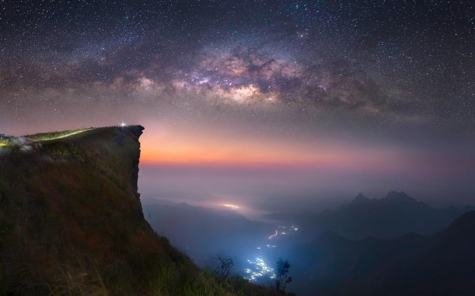 Landscape, Nature, Mist, Space, Valley, Milky Way, Long Exposure, Abyss, Mountain, Starry Night wallpaper,landscape wallpaper,nature wallpaper,mist wallpaper,space wallpaper,valley wallpaper,milky way wallpaper,long exposure wallpaper,abyss wallpaper,mountain wallpaper,starry night wallpaper,1600x1000 wallpaper