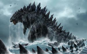 Godzilla Monster Giant Ships Jets HD wallpaper thumb