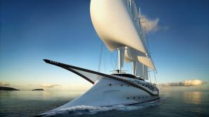 3D Render Futuristic Yacht HD wallpaper thumb