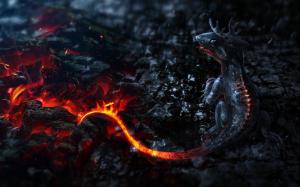 Dragon, Fantasy, Fire, Dark wallpaper thumb