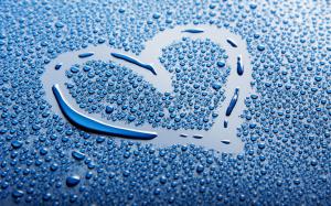 Blue water drops love heart wallpaper thumb
