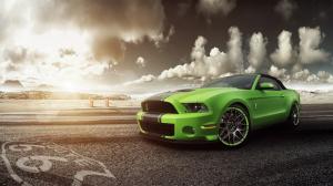 Ford Mustang Shelby GT500 green supercar front view wallpaper thumb