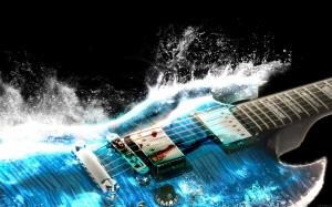 Graphic guitar in water wallpaper thumb