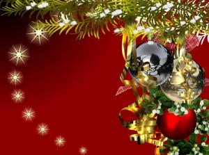 christmas decorations, balloons, bunch, ribbon, branch, snow, garland wallpaper thumb