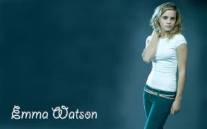 Emma Watson in Blue Jeans Wide wallpaper thumb
