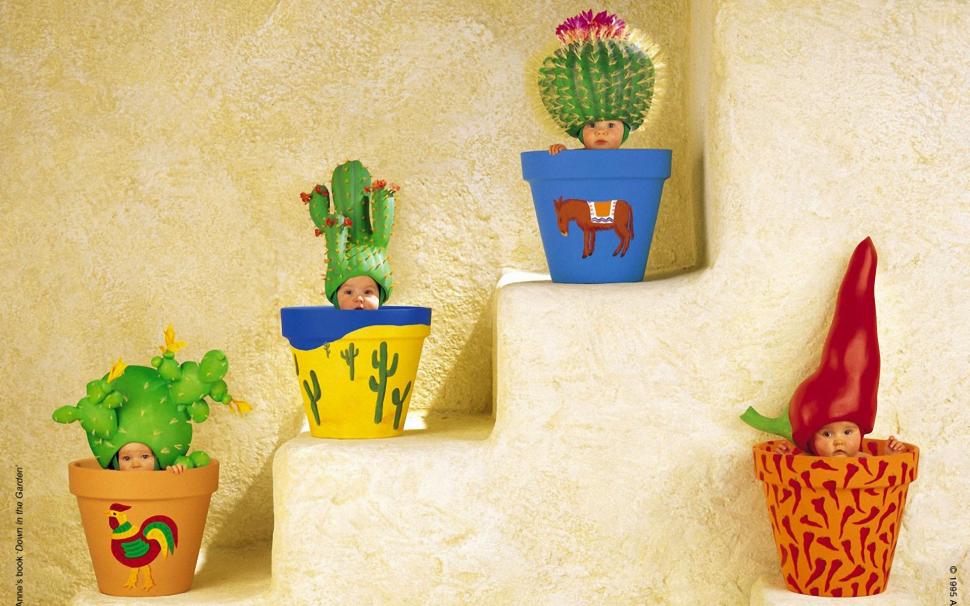 Potted Cactus Babies wallpaper,abstract HD wallpaper,beautiful HD wallpaper,digital HD wallpaper,3d & abstract HD wallpaper,1920x1200 wallpaper