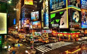 Times Square at night, New York, USA, shops, street, lights wallpaper thumb