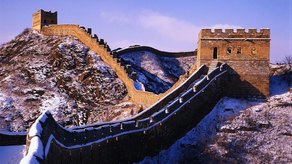 The Great Wall In Winter wallpaper,wall HD wallpaper,winter HD wallpaper,rocks HD wallpaper,mountains HD wallpaper,nature & landscapes HD wallpaper,1920x1080 wallpaper