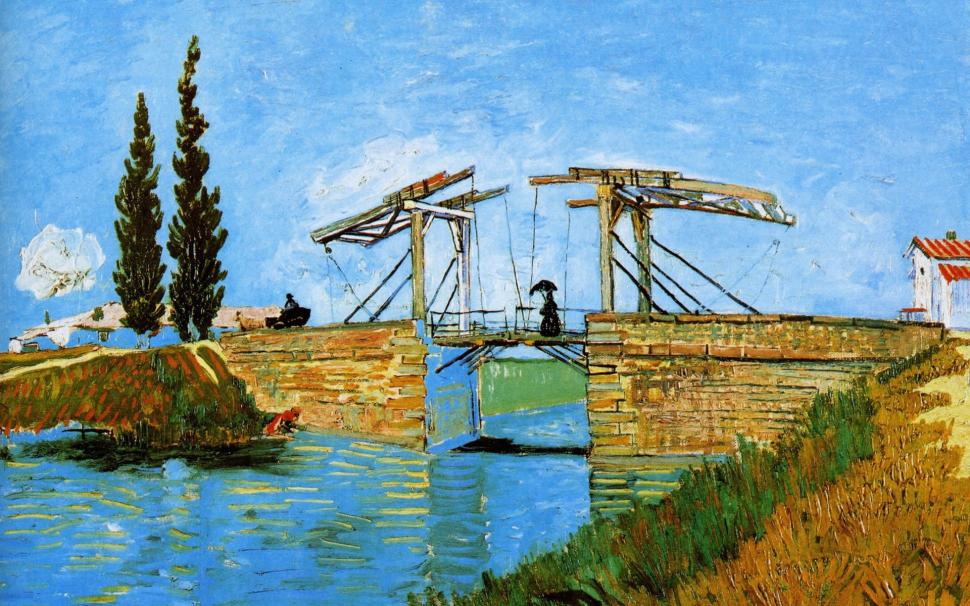 Vincent van Gogh: Langlois Bridge at Arles with Women Washing wallpaper,Bridge HD wallpaper,1920x1200 wallpaper