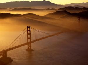 Golden Gate Bridge Bridge San Francisco Aerial Sunlight Landscape HD wallpaper thumb