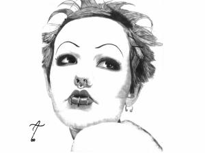 Gothic BW Drawing Face White HD wallpaper thumb