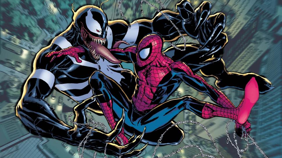 Spider-man Venom Fight HD wallpaper,cartoon/comic HD wallpaper,man HD wallpaper,spider HD wallpaper,fight HD wallpaper,venom HD wallpaper,1920x1080 wallpaper
