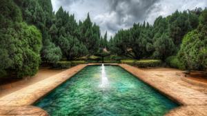 Garden Pool Fountain wallpaper thumb