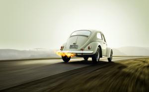 Volkswagen Bug Volkswagen Fire Motion Blur Backfire Classic Car Classic HD wallpaper thumb
