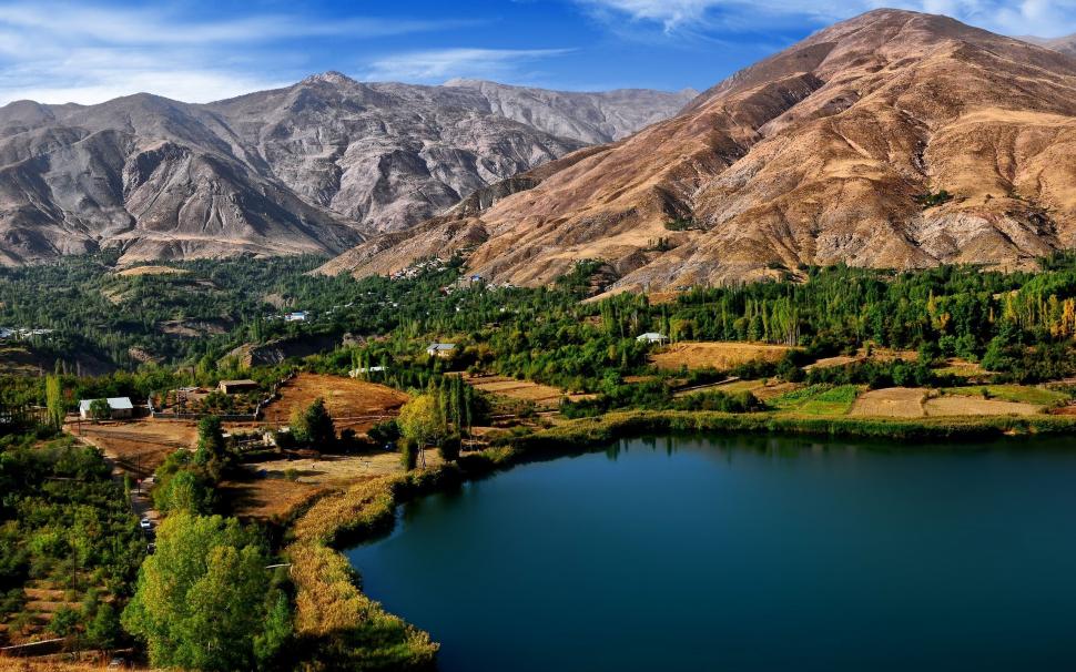 Ovan Lake Iran wallpaper,hdr HD wallpaper,mountains HD wallpaper,forest HD wallpaper,blue sky HD wallpaper,2560x1600 wallpaper