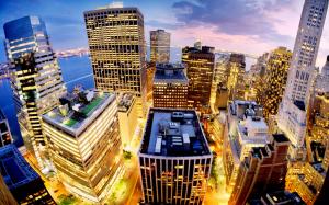 New York City, Manhattan, USA, city, night, buildings, lights wallpaper thumb