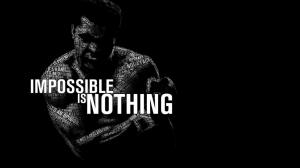 Muhammad Ali, quote, impossible is nothing, black and white wallpaper thumb
