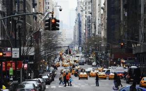 New York City, USA, traffic, skyscrapers, street, cars, people wallpaper thumb