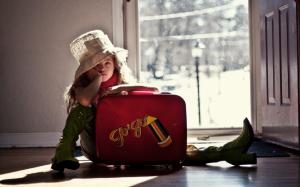Girl Child Blonde Suitcase Mood wallpaper thumb