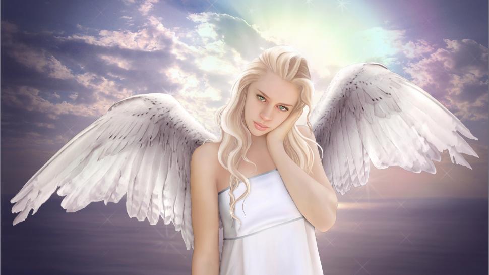 Fantasy angel girl, wings, sky, white wallpaper,Fantasy HD wallpaper,Angel HD wallpaper,Girl HD wallpaper,Wings HD wallpaper,Sky HD wallpaper,White HD wallpaper,1920x1080 wallpaper