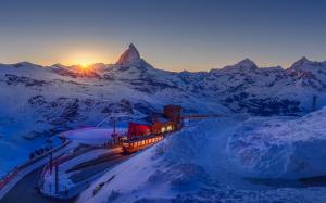 Switzerland, Alps, mountains, sky, sunset, winter wallpaper thumb
