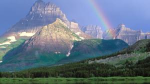 Mountain Lit By A Rainbow wallpaper thumb