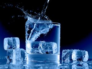 Icy blue, glass cup, water, ice cubes, splash wallpaper thumb