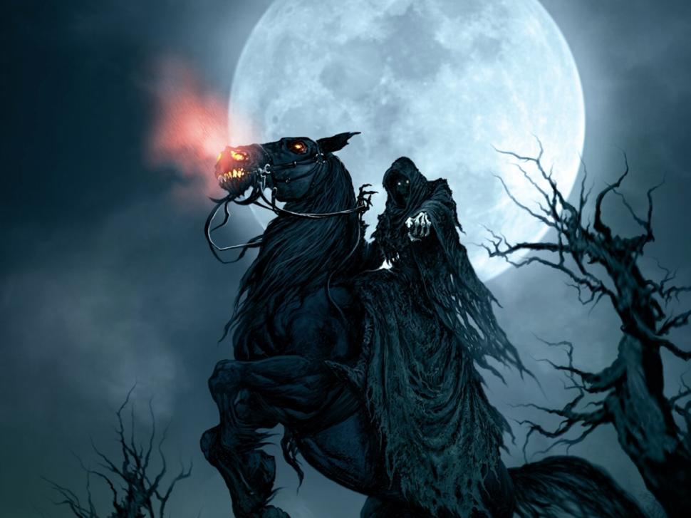 Death Grim Reaper Dark Horse Moon Halloween HD wallpaper,fantasy wallpaper,dark wallpaper,moon wallpaper,horse wallpaper,death wallpaper,halloween wallpaper,reaper wallpaper,grim wallpaper,1280x960 wallpaper