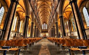 Seating In A Cathedral Hdr wallpaper thumb