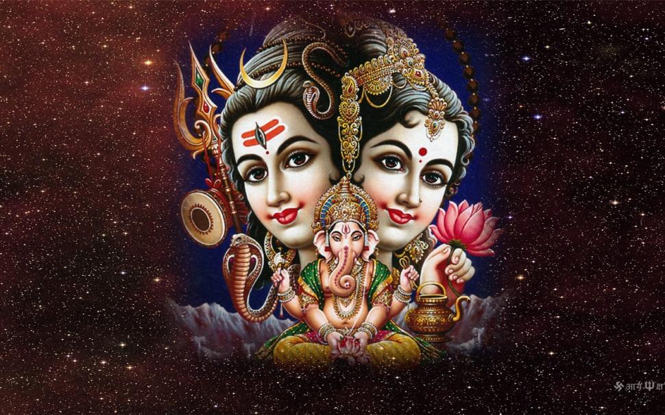 Shiva, Parvati and Ganesha wallpaper | other | Wallpaper Better
