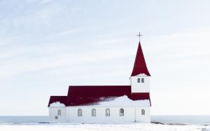 snow, sky, winter, church, sea, house wallpaper thumb