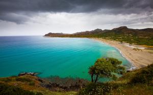 Nature, Landscape, Beach, Wildflowers, Sea, Turquoise, Water, Island, Hill, Corsica wallpaper thumb
