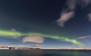 Aurora Borealis Northern Lights Night Green Stars Clouds HD wallpaper thumb