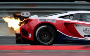 McLaren MP4-12C GT3 Backfire Flame Fire Motion Blur HD wallpaper thumb