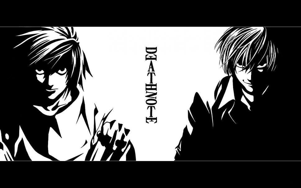 Black And White Image Death Note HD wallpaper,anime wallpaper,cartoon wallpaper,death note wallpaper,devil wallpaper,horror wallpaper,manga wallpaper,1440x900 wallpaper