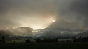 Sunrise Mountains Landscapes Fields Fog Terrain Free Download wallpaper thumb
