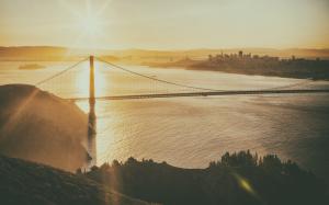 Golden Gate Bridge Bridge San Francisco Ocean Sunlight HD wallpaper thumb