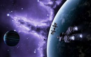 Spaceships in space wallpaper thumb
