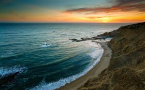 Beautiful sunrise sea beach wallpaper thumb