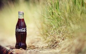 Coca Cola bottle in field wallpaper thumb