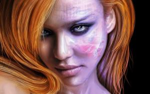 Women, Redhead, Face, Digital Art, Jessica Alba wallpaper thumb
